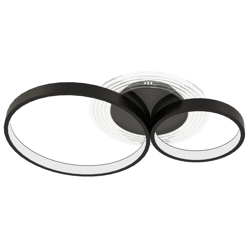 HOMCOM Plafoniera LED Moderna a 3 Anelli con Temperatura Colore Regolabile, Potenza 40W, Nero