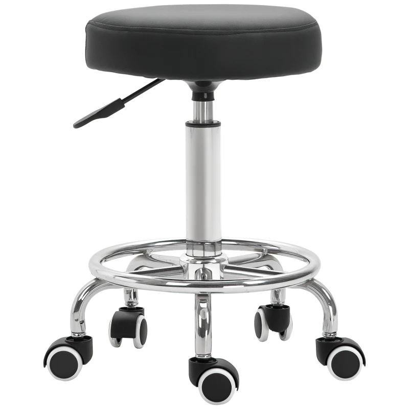 Vinsetto Salon chair, height-adjustable, synthetic leather, up to 110 kg, Ø42x50-64H cm, black