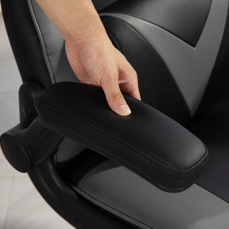 Vinsetto Gaming chair with rocking function, swivel chair, height-adjustable, padded seat, metal, 67 x 71 x 112 cm, Gray