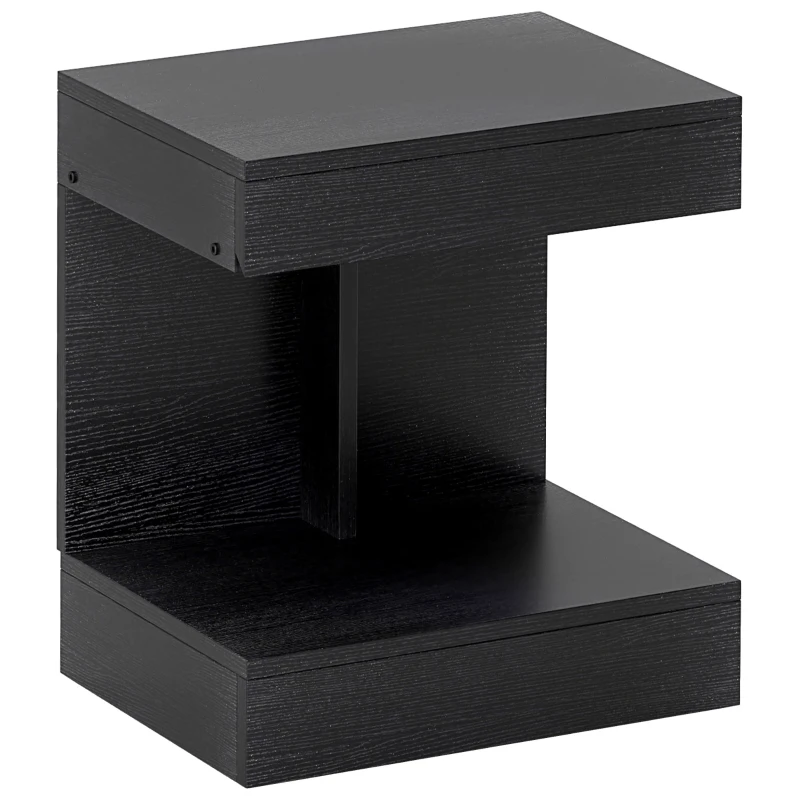 HOMCOM Bedside table, side table with drawer and shelf, modern coffee table with shelving function for various rooms, Black