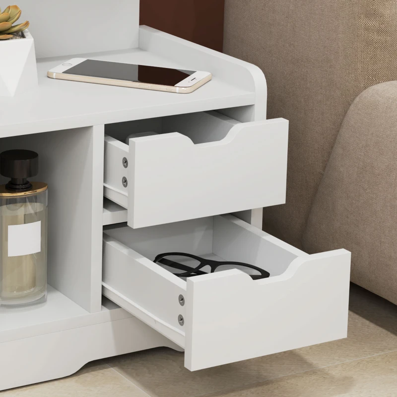 HOMCOM Nightstand with 2 drawers, open shelf, 40x30x60 cm, White