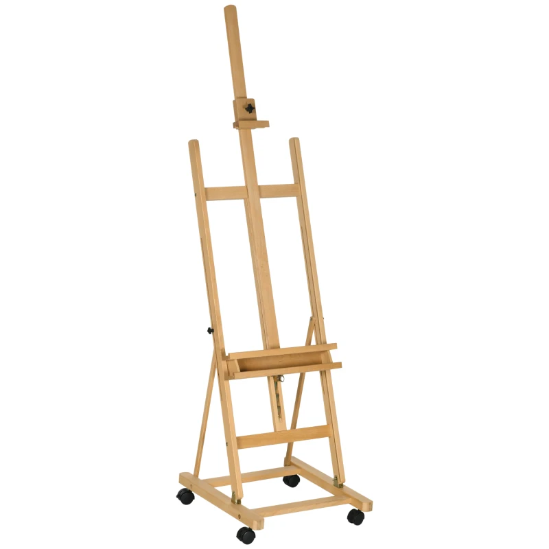 Vinsetto Easel, Artist Easel, Adjustable, 4 Wheels, Natural + Black