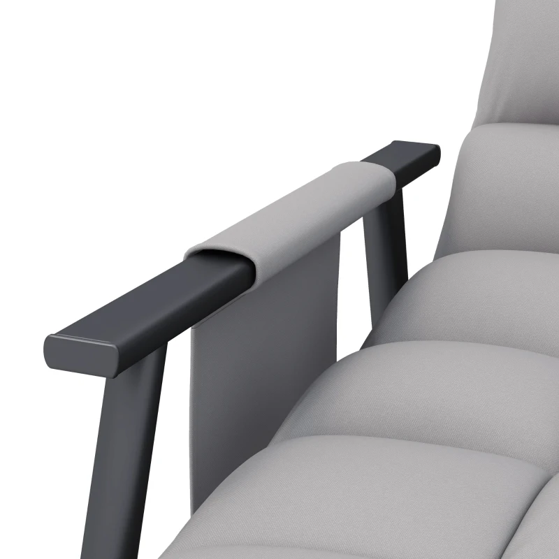 HOMCOM Rocking chair, adjustable backrest & footrest, side pocket, microfiber upholstery, metal frame, gray