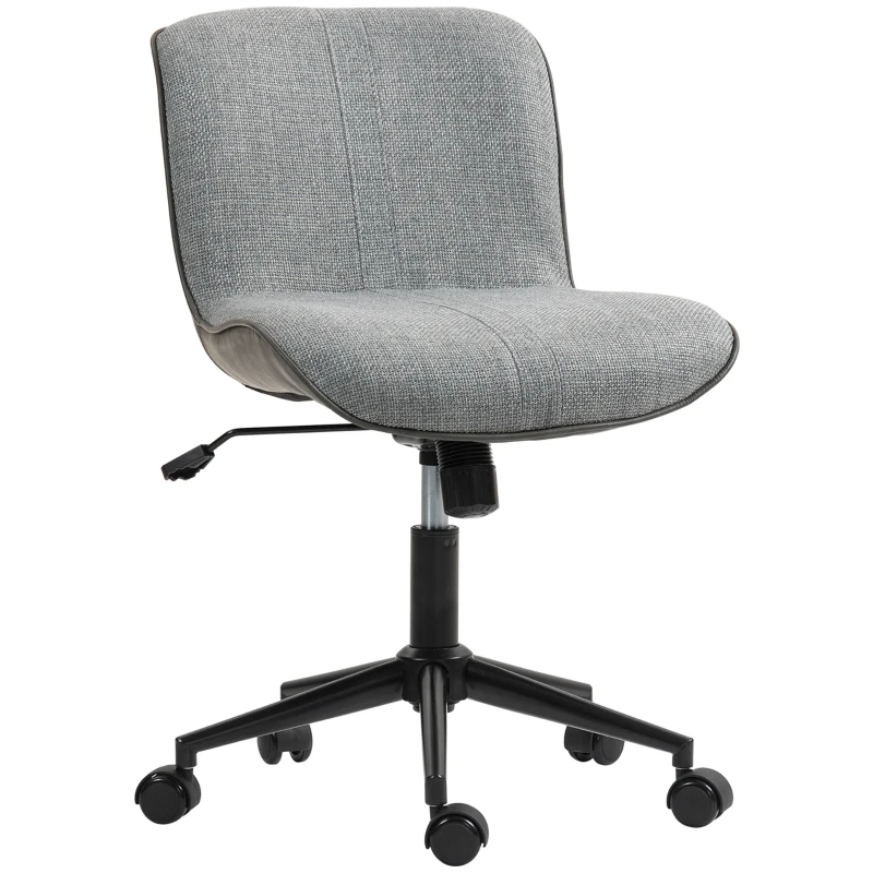 HOMCOM Armless office chair, padded, height-adjustable, swivel, on casters, Grey