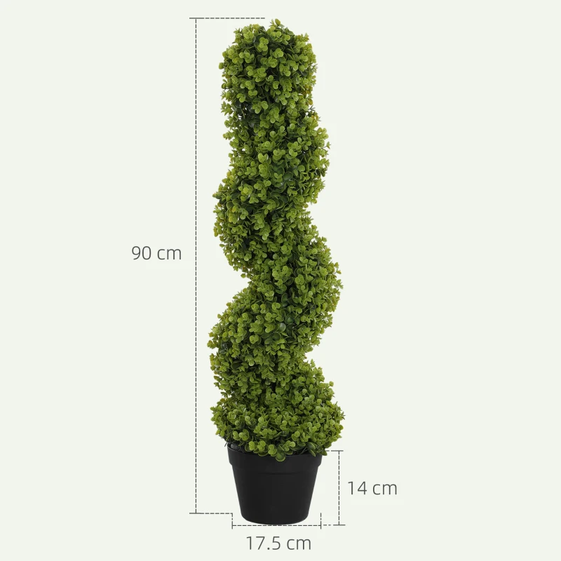 HOMCOM Set of 2 Decorative Plants, Potted Artificial Plants, Artificial Plants for Home, Indoor, Outdoor, 90 cm, Green