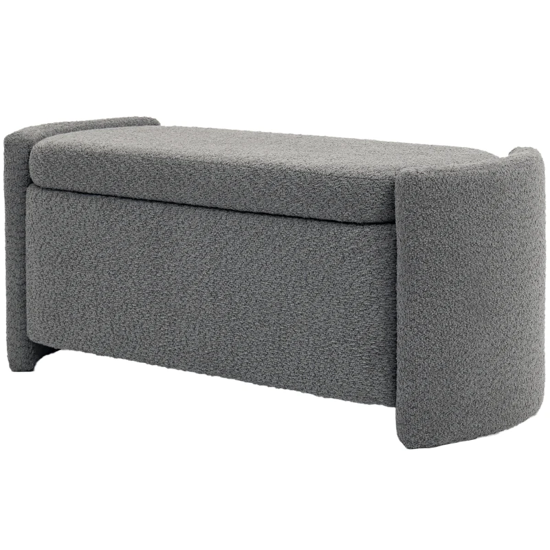 HOMCOM Storage bench with storage, hallway bench, shoe bench, upholstered, 105 cm x 44 cm x 45.5 cm. Gray