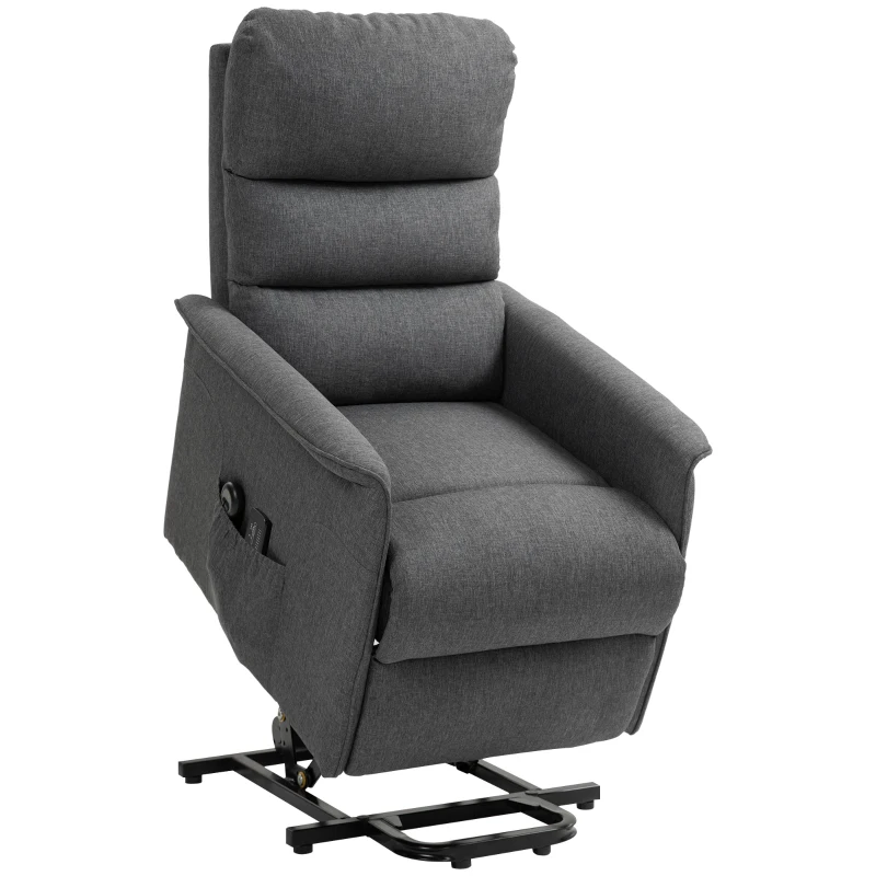 HOMCOM Fotoliu Electric cu Ridicare și Masaj, Fotoliu Reclinabil Relaxant cu 8 Puncte de Masaj, Încălzire și Suport pentru Picioare,  62.5x93x97 cm, Gri