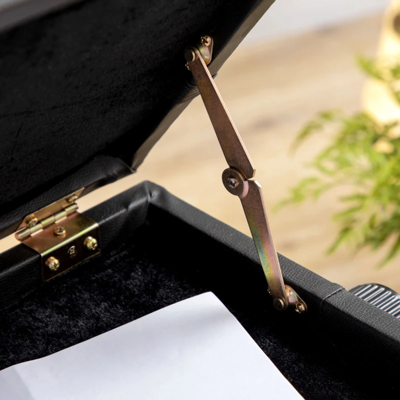 HOMCOM Piano bench with hidden storage, seat stool, height-adjustable, PU leather, Black