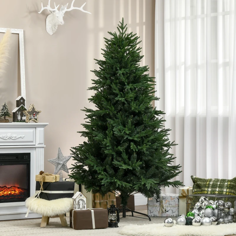 HOMCOM Christmas Tree, Artificial, Realistic Look, Quick Assembly, Plastic, Green, 114 x 114 x 180cm
