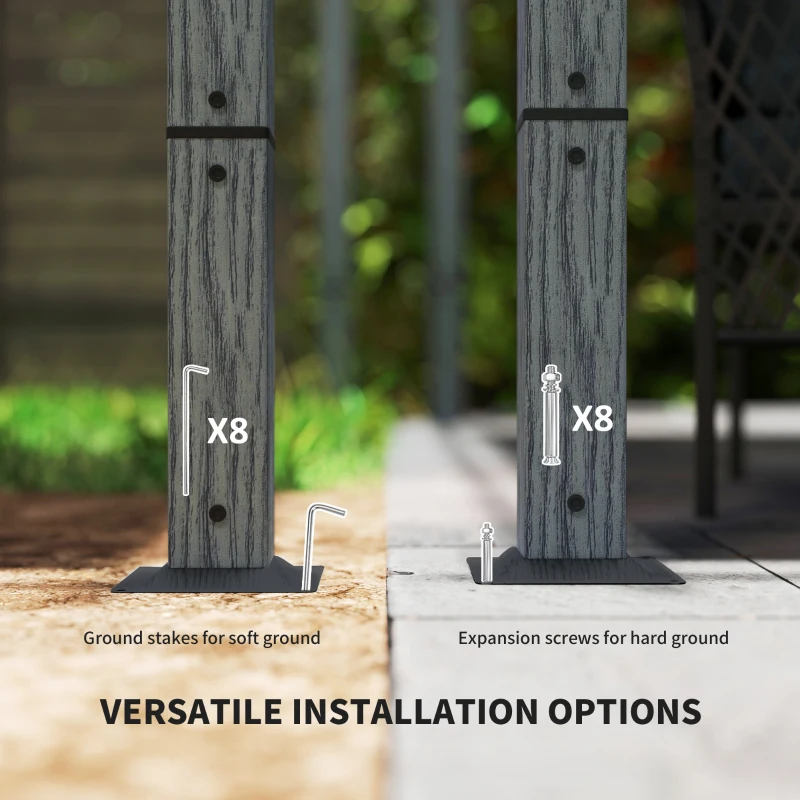 Outsunny 3 x 3 m Retractable Roof Pergola - Grey