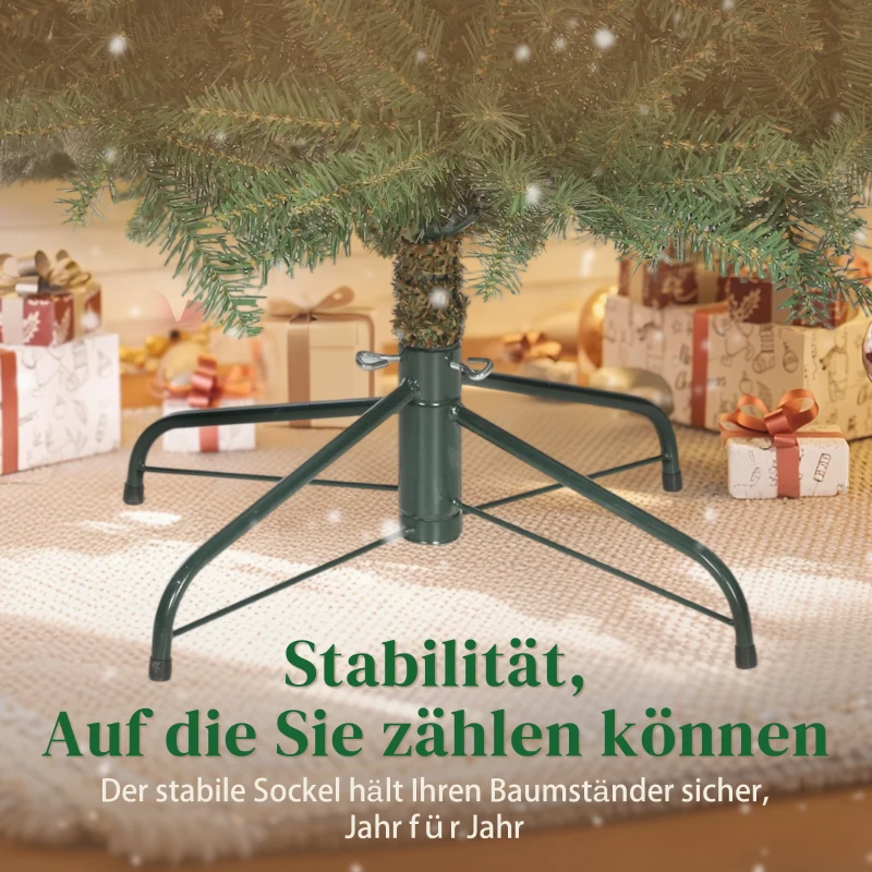 HOMCOM Artificial Christmas Tree, 180 cm, Folding Branches, Metal Stand, Versatile, Green