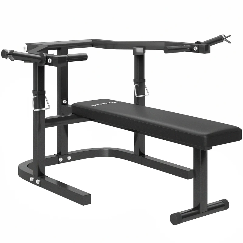 SPORTNOW Bancă pentru Ridicat Greutăți Reglabilă pe Înălțime, Bancă Plată Multifuncțională, 150x150x60-85 cm, Negru