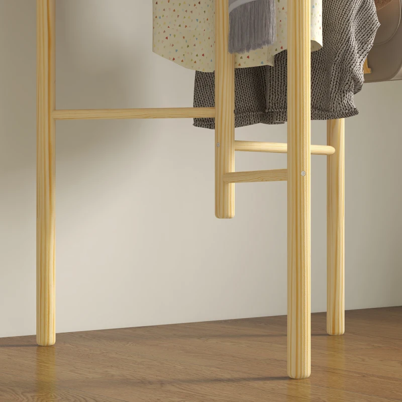 HOMCOM Clothes rack, space-saving, 5 kg load, 62x52.5x160 cm, Natural