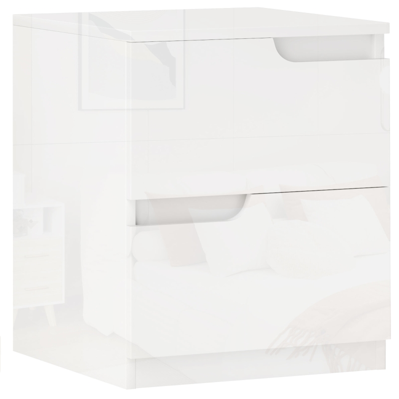 HOMCOM Nightstand, Side Table with Drawers, Particle Board, Sleek, White