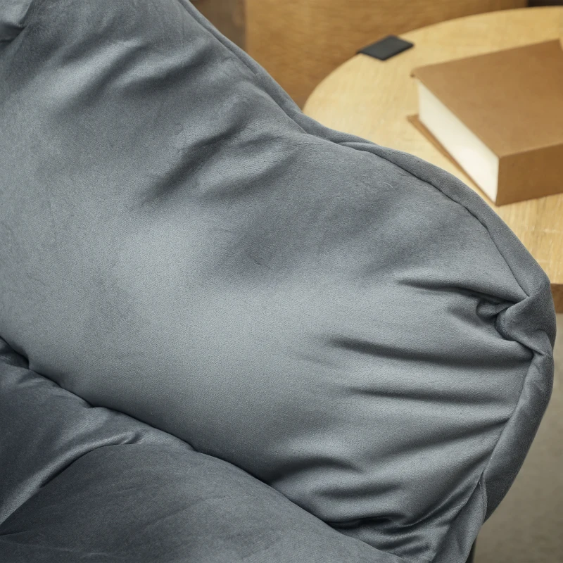 HOMCOM Modern accent chair, upholstered chair with steel legs and side pockets, for living room, bedroom, Gray