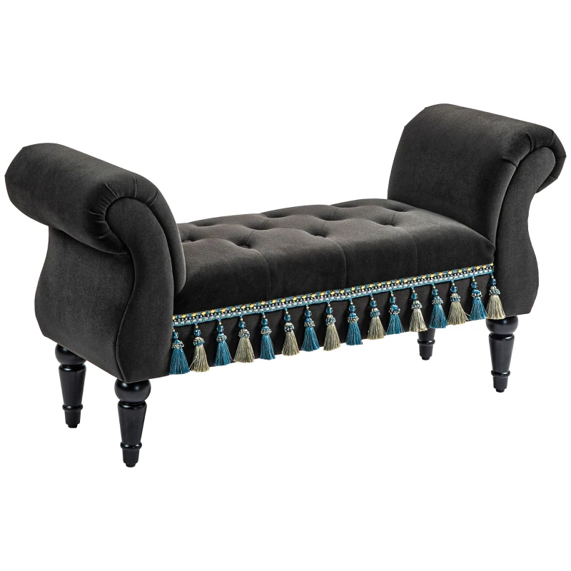 HOMCOM Upholstered Bench, Seat Bench, Vintage Design, up to 150 kg, 117x40x58 cm, Dark Gray