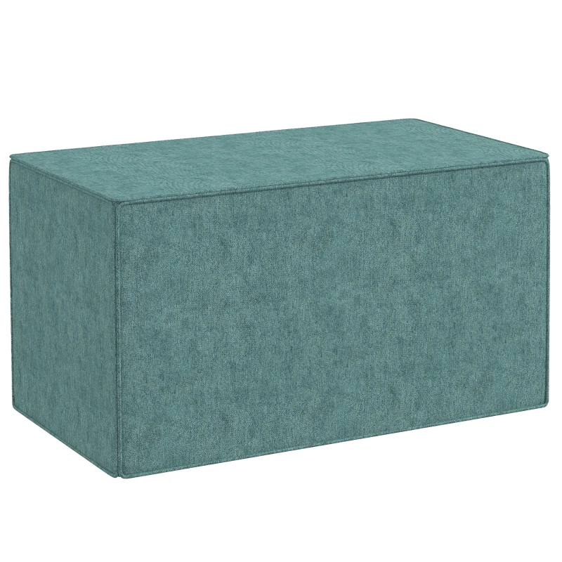 HOMCOM Taburet pentru Picioare 2 în 1 cu Husă Detașabilă, Taburet Puf din Material cu Aspect de In, 75x41x41 cm, Verde