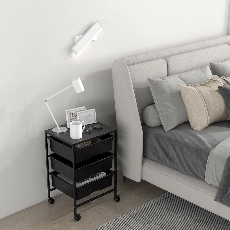 HOMCOM Side Cart with Wheels, 3 Baskets for Transport and Storage, Kitchen Cart, 40.8L x 33.5W x 60.5H cm, Black