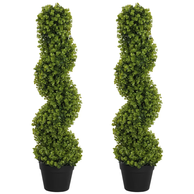 HOMCOM Set of 2 Decorative Plants, Potted Artificial Plants, Artificial Plants for Home, Indoor, Outdoor, 90 cm, Green