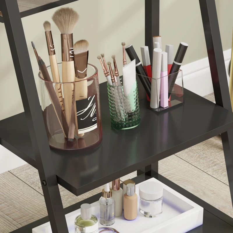 HOMCOM Rollable full-length mirror with 2 shelves and 4 wheels for bedroom, living room, hallway, Black