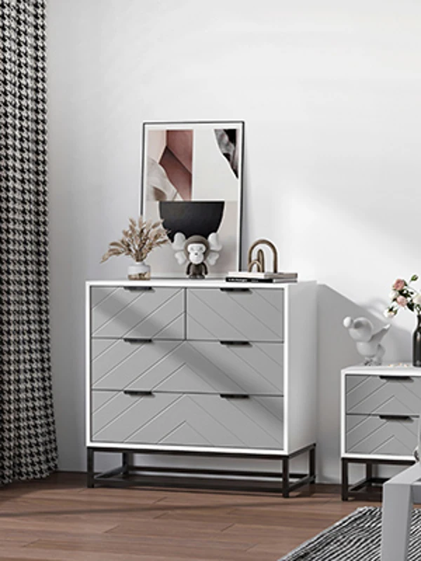 HOMCOM Chest of Drawers with Metal Handles Freestanding Dresser for Bedroom, Living Room