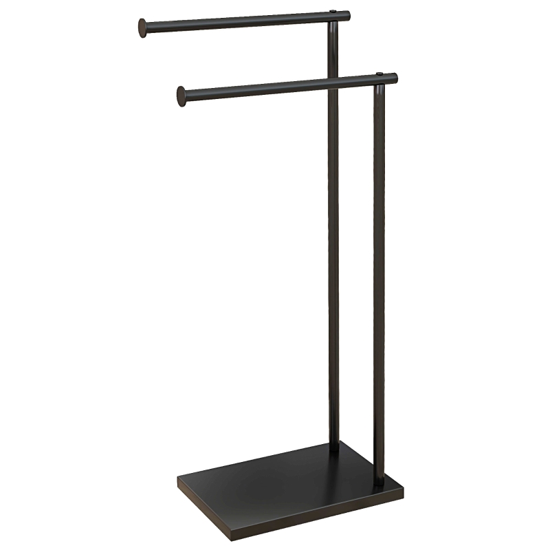 HOMCOM Suport de Podea pentru Prosoape cu 2 Brațe, Suport pentru Prosoape de Baie din Metal, 35,5x20x78 cm, Negru