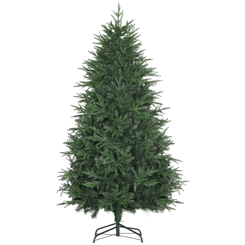 HOMCOM Christmas Tree, Artificial, Realistic Look, Quick Assembly, Plastic, Green, 114 x 114 x 180cm