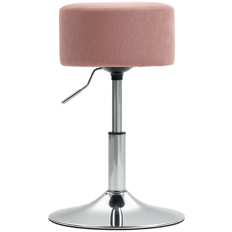HOMCOM Bar Stool, Padded Bar Chair with Metal Frame, Corduroy Look, Height-Adjustable 360° Swivel Pink