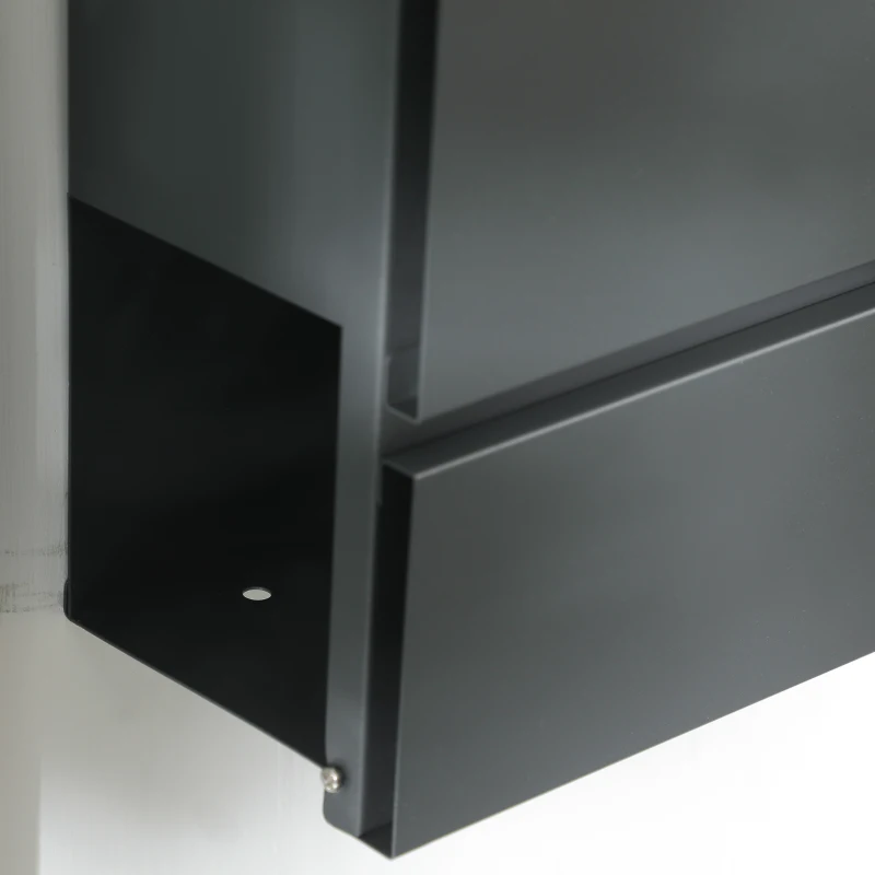 HOMCOM Mailbox with Lid, 2 lower drainage holes, Steel, with Lock, Gray