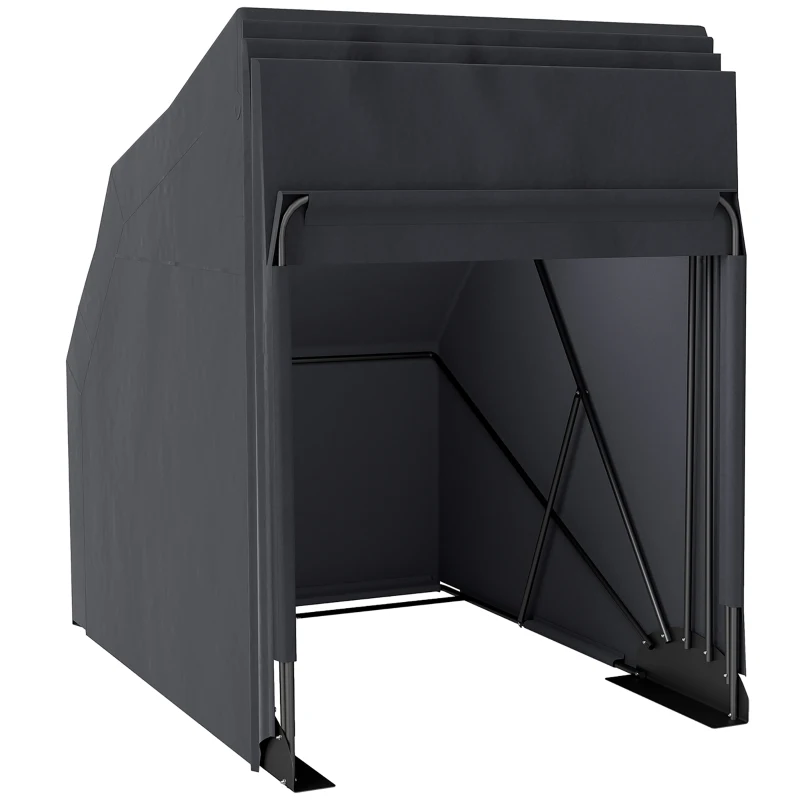 Outsunny Riparo per moto esterno in tessuto Oxford, con 2 finestre, 345 x 135 x 191 cm, Nero
