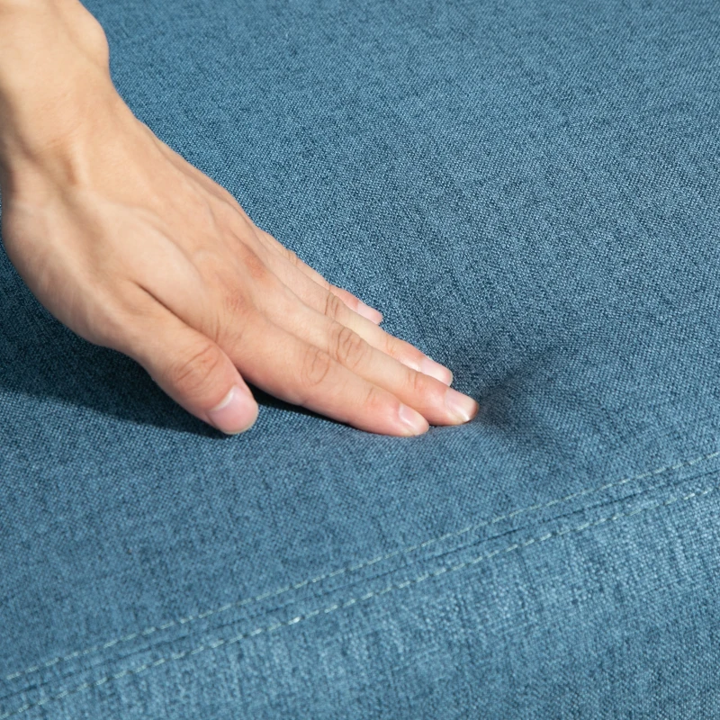 HOMCOM Fauteuil Inclinable Rembourré en Tissu Aspect Lin Bleu et Acier avec Repose-pieds, 69x88x101 cm