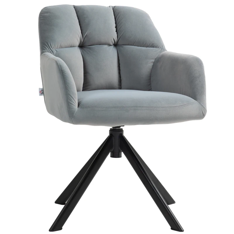 HOMCOM Swivel Armchair, Modern Accent Chair with Metal Legs for Living Room, Bedroom, Office, Gray