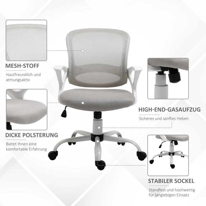 Vinsetto Office chair, desk chair with casters, ergonomic, height-adjustable, Gray