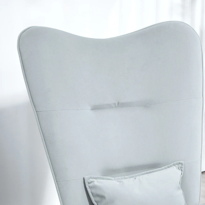 HOMCOM Rocking chair, soft velvet-look cover, with lumbar cushion, supports up to 120 kg, 67 x 85 x 112 cm, Light Gray