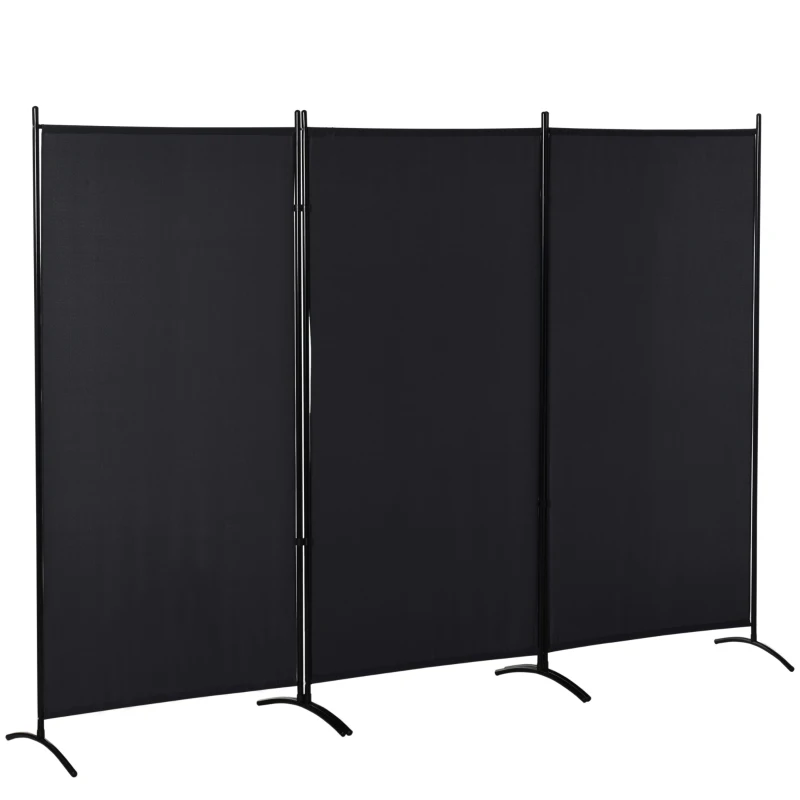 HOMCOM Room divider, 3-panel privacy screen, room separator with metal frame, black