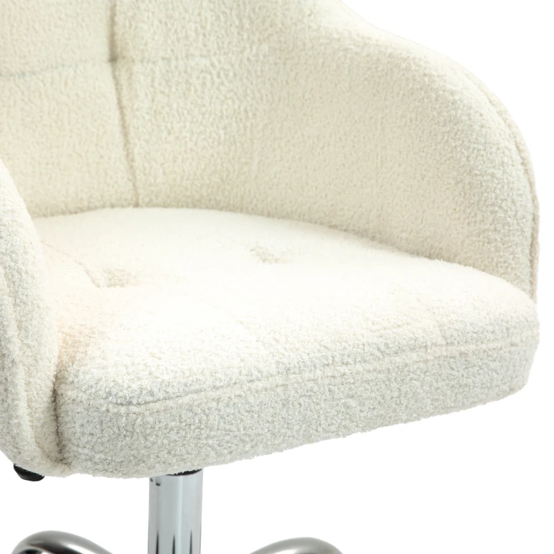 HOMCOM Home Office Chair, Ergonomic Desk Chair with Rocking Function, Teddy Velvet Look 56 x 61 x 86 cm Cream White
