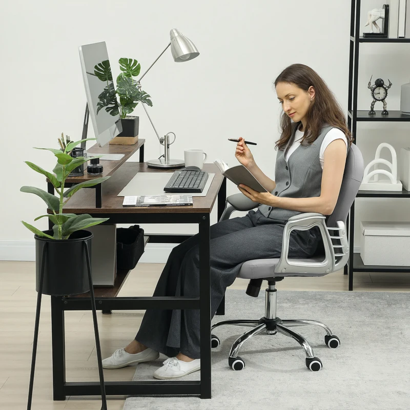 Vinsetto Office chair, Ergonomic desk chair with armrest, Padded backrest Light Gray