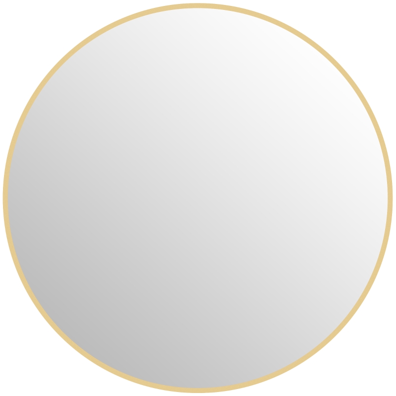 HOMCOM 70 x 70 cm round bathroom mirror, wall-mounted, gold-colored frame