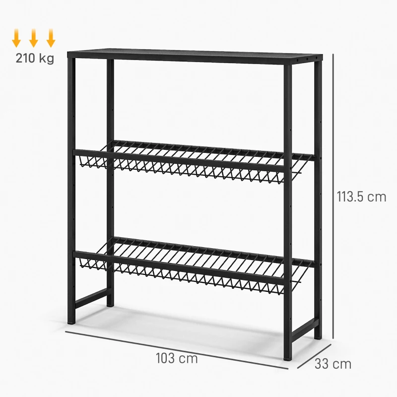HOMCOM Storage shelf, height-adjustable, sturdy metal, space-saving design, 210 kg load capacity, Black