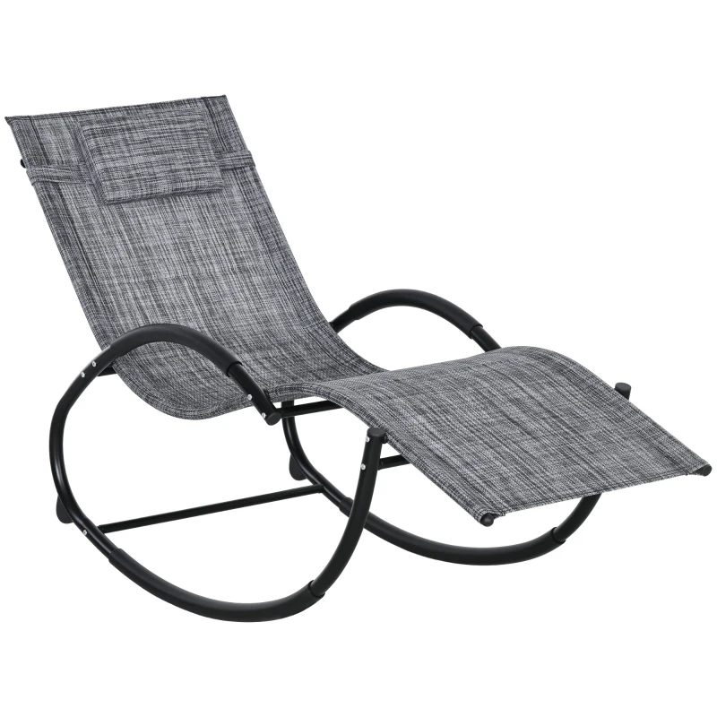 Outsunny sezlong de Gradina Balansoar cu Gravitatie Zero, sezlong Impermeabil cu Tetiera, 155x61x88 cm, Gri