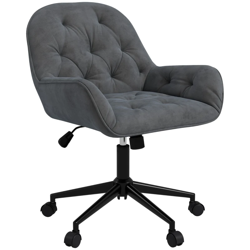 Vinsetto Office chair Desk chair Computer chair, height-adjustable, velvet-look, grey