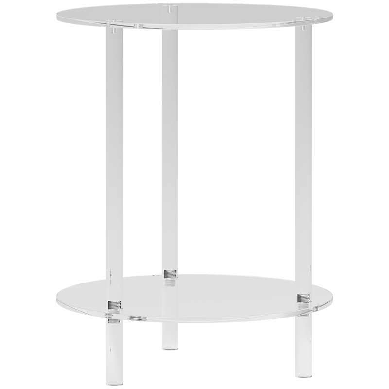 HOMCOM Măsuță Joasă Rotundă cu 2 Niveluri pentru Interior, Măsuță de Cafea din Acrilic, Ø40x50 cm, Transparentă