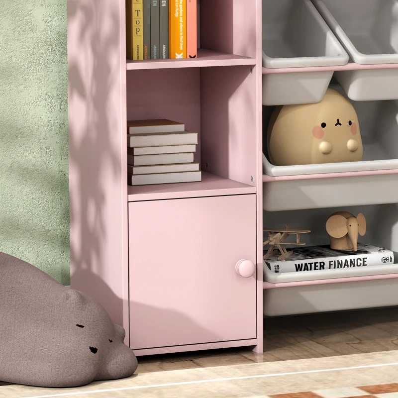 AIYAPLAY Estantería de almacenamiento infantil, estante para juguetes y libros, para un orden claro, 8 cajas extraíbles, Rosa