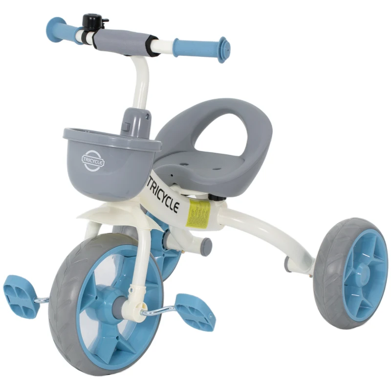 AIYAPLAY Tricycle enfant évolutif, tricycle pour enfants de 2 à 5 ans avec panier avant et roues EVA, 72 x 52 x 61 cm, bleu