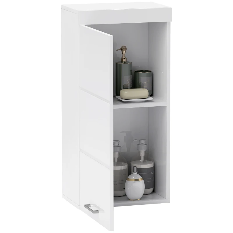 HOMCOM Two-Tier Bathroom Cabinet, Bathroom Chest, Wall-Mounted, Particleboard, MDF, White