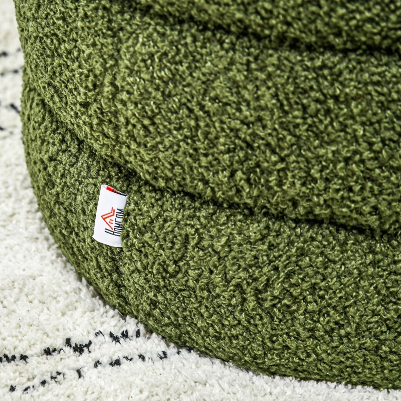 HOMCOM Stool, round, teddy fleece, up to 120 kg, Φ40x45H cm, Green