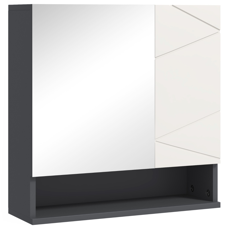 HOMCOM Bathroom Cabinet, Mirrored Door, Adjustable Shelves, up to 15 kg load, White