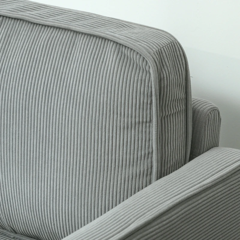 HOMCOM 2-Seater Sofa with Storage and Sturdy Wooden Legs for Living Room, Bedroom, 117 x 63 x 79 cm, Light Gray