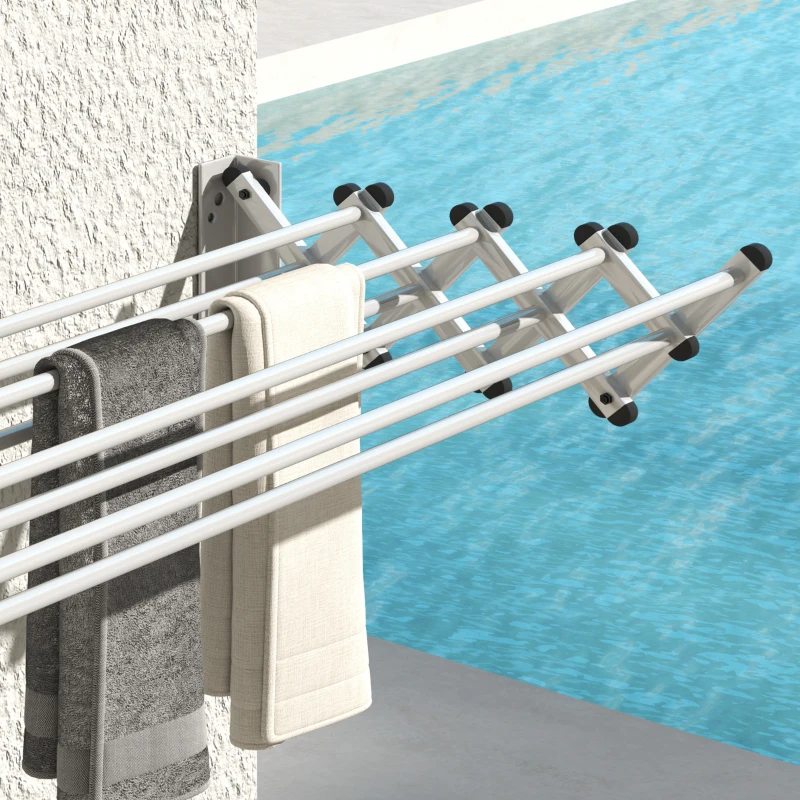 HOMCOM Towel Holder, Aluminum, Adjustable, for Indoor and Outdoor Use, Silver