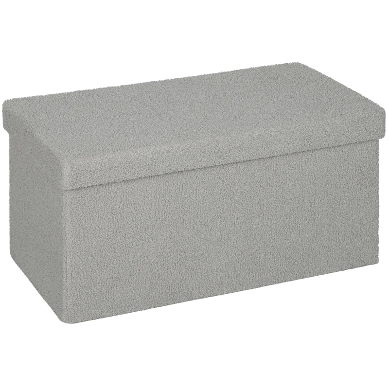 HOMCOM Storage ottoman, Padded bench with storage and lid for living room, bedroom, hallway, Light Gray